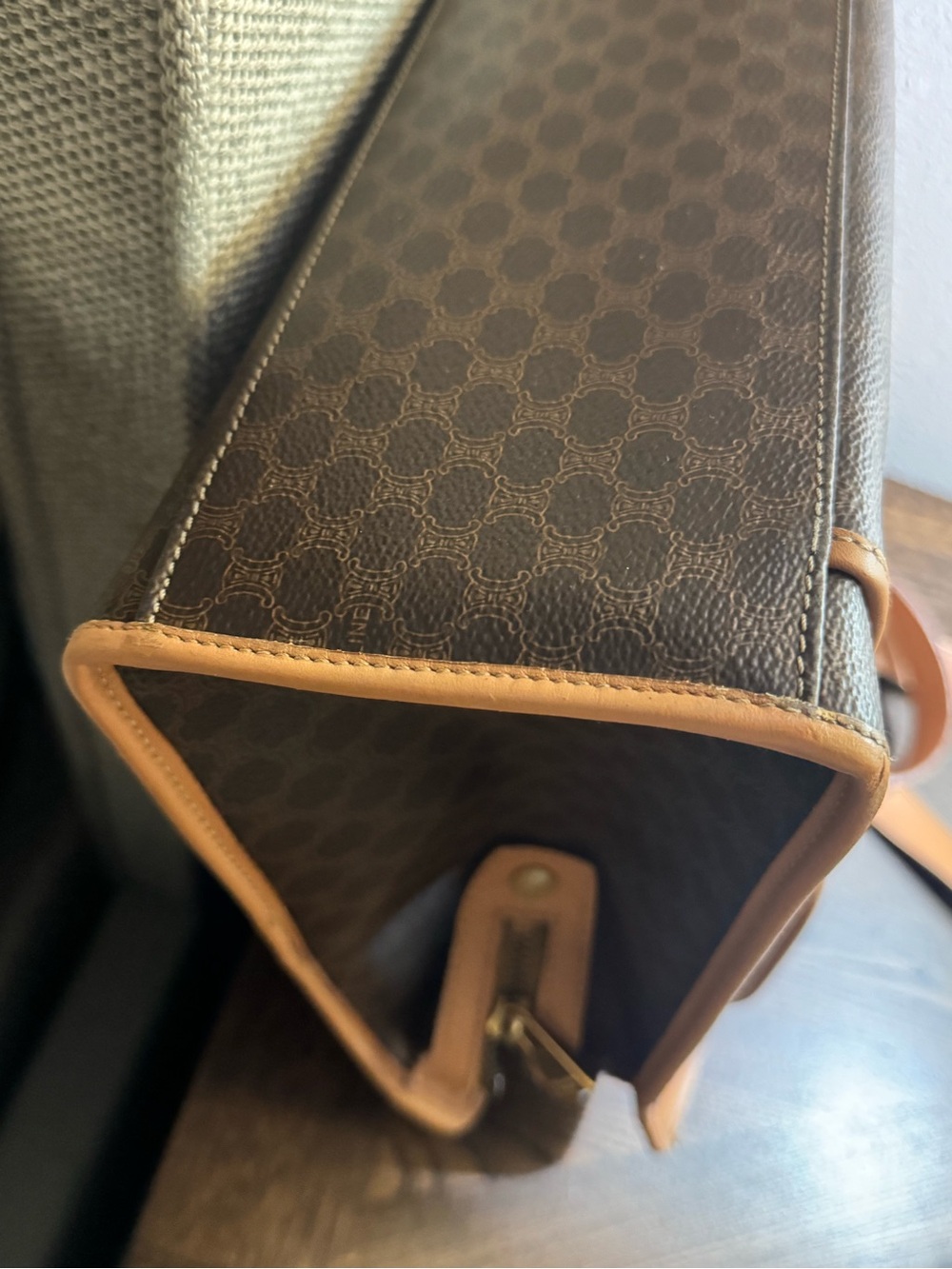Authentic Celine Classic Brown Tan Leather-Trim tote - Picture 3 of 16